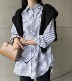 アンドミー ストライプ長袖シャツ