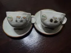 フクロウデザイン ティーカップ・ソーサーセット2個