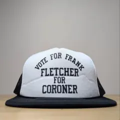 80s-90s CORONER メッシュキャップ 白黒　企業ロゴ