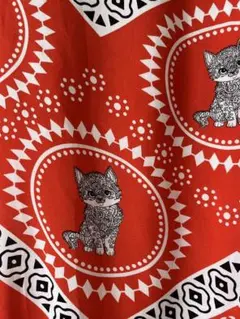 かわいい犬柄 タイパンツ 赤 エスニックパンツ イージーパンツ 右ポケット付き