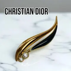 クリスチャンディオール ブローチ ラインストーン ゴールド 羽モチーフ