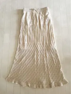 ★ GU ジーユー　ニットロングスカート S アイボリー　美品