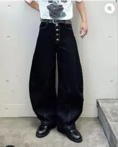 YOLO ステッチフライボタンカーブデニムパンツ　L