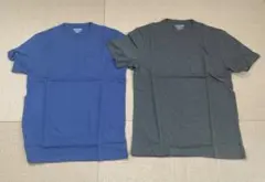 ポケット付きクルーネック 半袖 メンズ グレー ブルー 2枚組