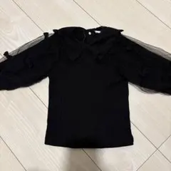 黒のフリル襟ニットトップス　90cm バースデイ　コトリ
