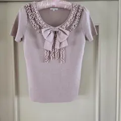 TO BE CHIC 半袖ニットセーター リボン着脱可能　カシミヤ　シルク混