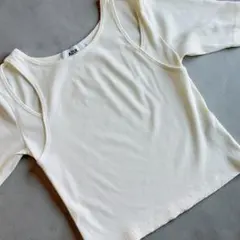 【未使用】AZUL BY MOUSSY カットアウト リブトップス フリーサイズ