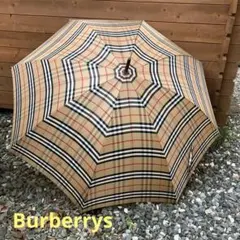 バーバリー ヴィンテージ 長傘 ノバチェック 木製ハンドル レトロ 英国 高級