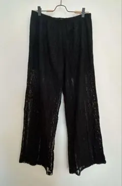 【美品】Poof 総レース ワイドパンツ ブラック Lサイズ 透け感 裏地あり