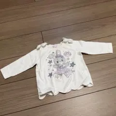 mezzo pianoウサギ刺繍付き長袖Tシャツ