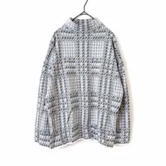 美品✨ JoanVass 千鳥格子 チェックニット ハイネック 長袖 M グレー