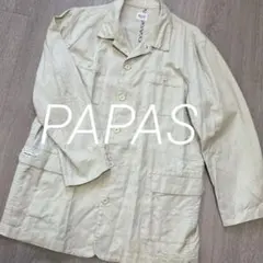 PAPAS 麻混 日本製 ジャケット カバーオール L 古着 vintageのサムネイル