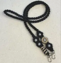 【パラコード】 お花スマホショルダー ブラック×シャンパン