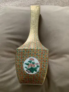 金彩 花柄 陶器 花瓶 フラワーベース.
