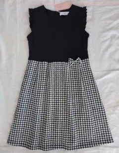 【新品】150cm　MOO NON NON　ノースリーブワンピース 　黒白