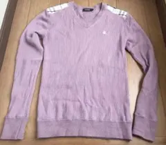 バーバリーブラックレーベル　Vネックニット　セーター　ショルダーチェック