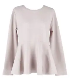 coca エンボス加工裾フレアトップス 長袖 ライトグレー M