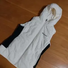 Champion フード付き中綿ベスト M ホワイト/ブラック