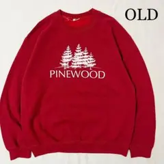 OLD PINEWOOD 松林 プリントスウェット トレーナー US古着 レッド