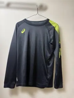ASICS 長袖シャツ 黒/蛍光イエロー