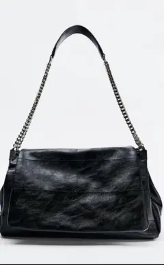 レザー ショルダーバッグ 黒 チェーン　ZARA