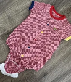 赤と白のストライプロンパース 60cm