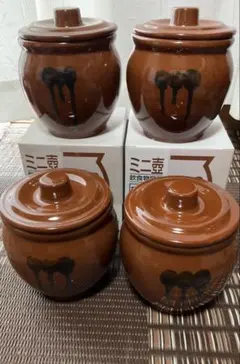 【新品・未使用】久松窯　漬物瓶　常滑焼　0、5号　900ml 4個セットのサムネイル