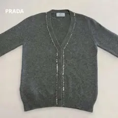 【極美品】PRADA プラダ グレー カーディガン イタリア製 カシミヤ100％