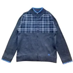 バーバリーブラックレーベル ニット セーター ノバチェック グレー 水色