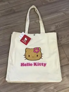 Hello Kitty 日焼けキティ　トートバッグ キャンバス地　ハイビスカス