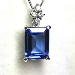 高級 タンザナイト 0.814ct プラチナ ダイヤ ネックレス ペンダント 