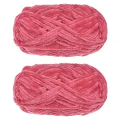 ベルベット糸 シェニール糸 編み物 織り物 スカーフ用 ライトレッド 2かせ