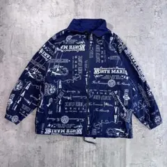 90’s vintage マリン柄 ブルゾン ジャケット 地図柄 航海 ネイビーのサムネイル