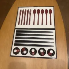 和風カトラリーセット 朱色　黒