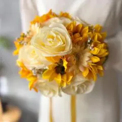 ひまわり×ガーベララウンドブーケ☆ブートニア