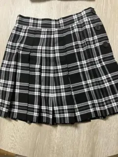 黒白チェック プリーツスカート