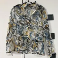 美品　ken長袖シャツ 多色 抽象パターン シースルー　お洒落トップス　長袖