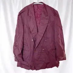 ダブルボタン テーラードジャケット ボルドー ワインレッド レトロ 古着
