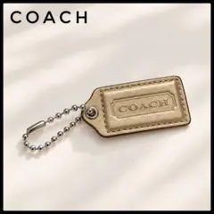 COACH コーチ レザータグ バッグチャーム ラージサイズ ゴールド