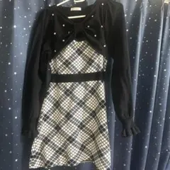 evelyn チェックリボンニット ワンピース