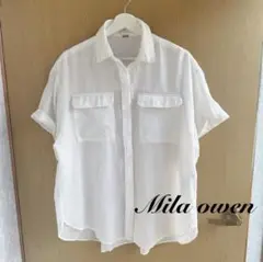 Mila owen 綿麻BIGポケット半袖シャツ