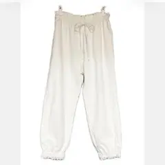 サマンサモスモス 綿麻裾ギャザー 裾レース ペチパンツ オフホワイト