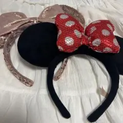 ミニーマウス風カチューシャ 2点 ディズニー