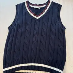 GU ケーブル編みニットベスト L ネイビー