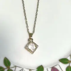 天然石 水晶 ゴールド スクエア パワーストーン ネックレス