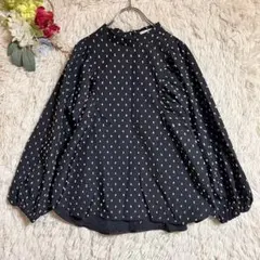 【ドロワットロートレアモン】M ブラウス ハイネック ドット柄 黒 通勤のサムネイル