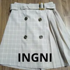 プリーツスカート INGNI チェック ベージュ M チェック柄