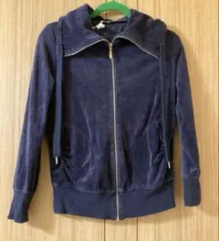 ハワイ 購入French Laundry ベロア ネイビー ジップアップパーカー