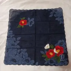 【新品】藍染 　椿　紺地 　ハンカチ
