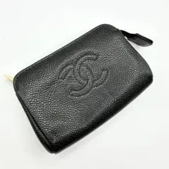 美品】シャネル キャビアスキン ポーチ ココマーク ゴールド金具 黒
